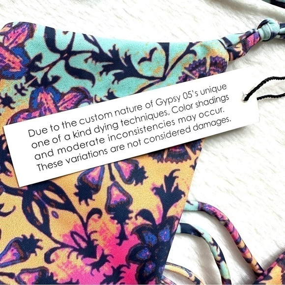 NWT Gypsy 05 Sand Multicolor Strappy Boho Swim Top Mosaic - Picture 4 of 6